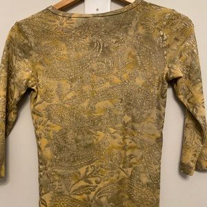 Green/Yellow Paisley T-shirt from Anthropologie SZ Small